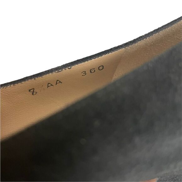 SALVATORE FERRAGAMO Suede Pumps Heel Shoes Patent Leather Black 8 - Picture 13 of 15